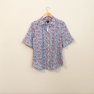 Talbots non-iron floral print button down top
